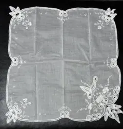 未使用品　SWATOW 汕頭 スワトウ刺繍 ハンカチ 白 花柄 レース
