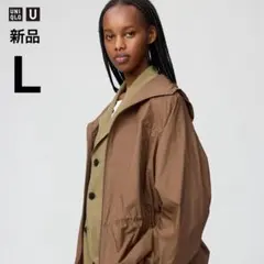【新品タグ付き】 UNIQLO U シアーオーバーサイズパーカ ブラウン Lのサムネイル
