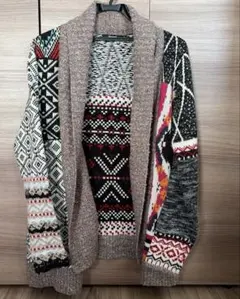 Desigual XL 多色幾何学模様カーディガン