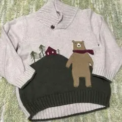 Gymboree クマ刺繍 ショールカラーセーター 3T