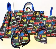 【匿名配送】ハンドメイド　入園入学5点セット NO.305 働く車柄　超撥水のサムネイル