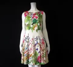 ザラ ZARA☆ 花柄フレアノースリーブ ワンピース ☆ ストレッチ Lサイズ