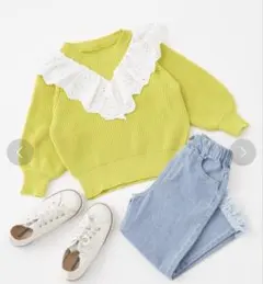 新品　130〜140 CIAOPANIC TYPY フリルレースカラーニット