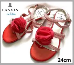 最終価格未使用 LANVIN en bleu フラワーミュール日本製24cm