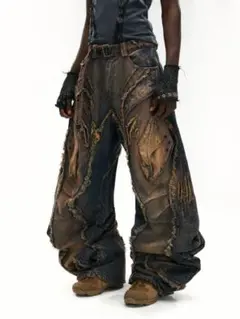 Rare Brown Leather Flare Pants y2k 00s - メルカリ
