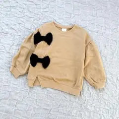 キッズ　トレーナー　スエット　110サイズ　女の子　ザラ　ベージュ　リボン