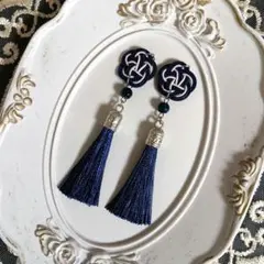 ありす様②ステンレスピアス＋100円No.6154 紺 全長約8.5cm