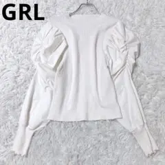 グレイル　異素材ドッキングトップス　パフスリーブ　ニット　大人かわいい