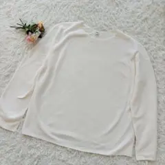 【美品】ユニクロ ワッフル長袖Tシャツ XL アイボリー