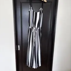 AZULストライプサロペット ブラック・ホワイト・グレー