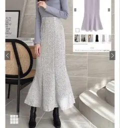 GRL ラメスパンコールツイードマーメイドスカート dk1282 ミックス