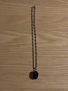 シルバーリンクチェーンブラウンペンダントネックレス