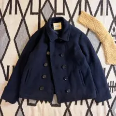 BEAMS BOY 襟デタッチPコート ボア襟 2WAY ネイビーのサムネイル
