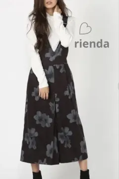 美品❣️riendaリエンダ❣️フラワー花　ロングオーバーオール