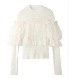 SNIDEL チュールオフショルドッキングニットプルオーバー