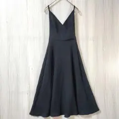 ジュノア ふくれジャガード キャミワンピ 黒 M レイヤード バックリボン 上品