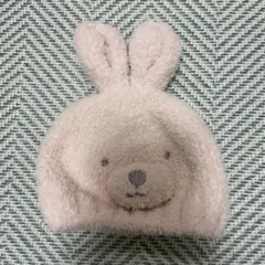 【美品】petit main うさぎ耳 ベビー帽子 46 プティマイン