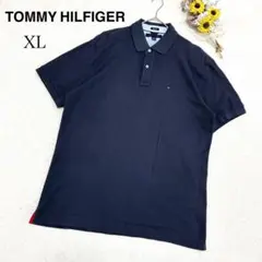 【トミーフィルフィガー】半袖 ポロシャツ トップス ネイビー系 シンプル XL