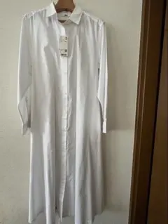 ♪お値下げ　UNIQLO ワンピース　新品タグ付き　ホワイトシャツワンピLサイズ