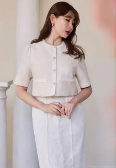 Herlipto Short Sleeve Tweed Jacket M