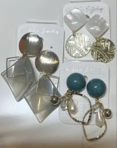3点セット　708 ハンドメイド　樹脂　金属　ピアス　イヤリング　まとめ売り