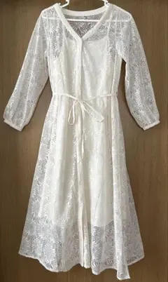 【美品】MARGA／EYELET LACE DRESS／レースワンピース／白 美品】MARGA／EYELET LACE DRESS／レースワンピース／白 2025年