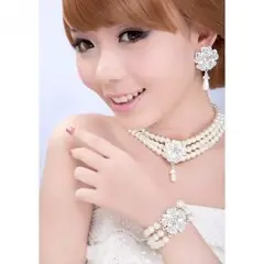 アクセサリー パール ネックレス ブレスレット イヤリング 3点