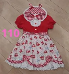 シャーリーテンプル ハート胸当てギンガムセット 100cm 赤色 - メルカリ