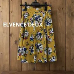 ELVENCE DEUX 花柄 フレアスカート マスタード ウエストゴムのサムネイル
