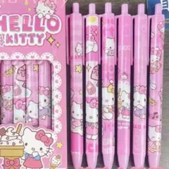 【サンリオ】ハローキティ㉑ボールペン黒インク0.5 6本セット おまけ付き