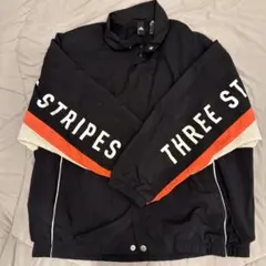 adidas ストライプ ナイロンジャケット M