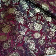 金襴 生地 紫×金 花唐草 帯地 裂地 和柄 ハンドメイド素材