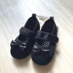 リボン付き黒フォーマルシューズ 15.0cm