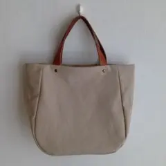 ラウンドトートバッグ　帆布（富士金梅）　ストーングレー