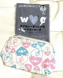 WC ダブルシー　クマタンポーチ　　ピンク×ブルー　新品未使用のサムネイル