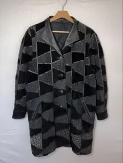 幾何学模様 レザーコート