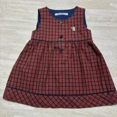 [美品]Familiar 赤 チェック ワンピース80