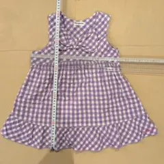 moujonjon　ワンピース　130cm ギンガムチェック　紫