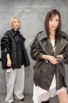 josemoon FAUX LEATHER TRENCH JACKET 36