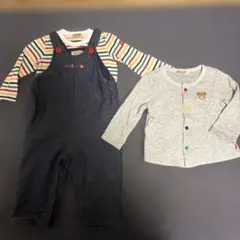 【美品】ミキハウス オーバーオール&シャツ2枚セット