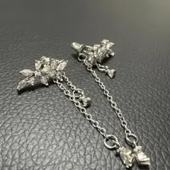クリスタルフラワーチェーンピアス