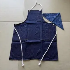 デニムエプロン　レディース・キッズ　ハンドメイド三角巾とセット