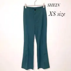 シーイン ワイド フレアパンツ 着心地良い 足長 ダークグリーン XSサイズ