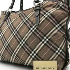 美品/A4収納可能●バーバリーブルーレーベル トートバッグ チェック レザー