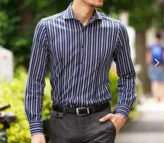 【即購入可】MICHEL KLEIN HOMME 長袖 ストライプ シャツ
