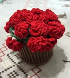 母の日　ブーケブランケット　55㎝　カーネーション　籠付き　花束　赤