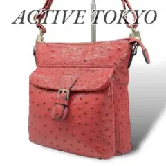 良品 ACTIVETOKYO オーストリッチ ショルダーバッグ ボルドー 肩掛け