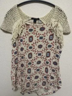 SCOTCH&SODA フリンジ付き花柄インポートTシャツのサムネイル
