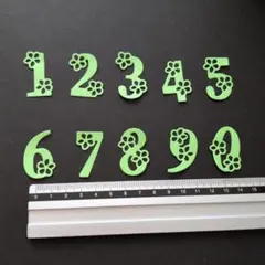 未使用★花柄 数字 ダイカット 0-9 ★２セット★きみどり色