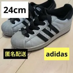 adidas スニーカー 24cm グレー/ブラック